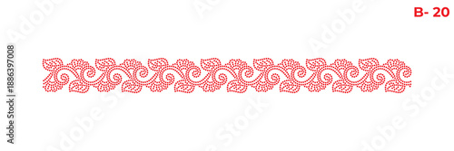 Rhinestone hotfix seamless pattern of leaf and flower in a wavy manner, style chain lace border design for laser cutting, 2.2 mm hole size 6 ss.