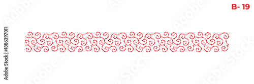 Rhinestone hotfix seamless pattern of wavy plant branch, spiral chain lace border design for laser cutting, 2.2 mm hole size 6 ss.