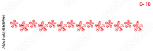 Rhinestone hotfix seamless pattern of five-petal flower chain lace border design for laser cutting, 2.2 mm hole size 6 ss.