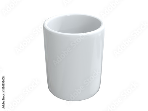 Empty Glossy Cylinder Planter, Transparent Background, White, 3D Render top view