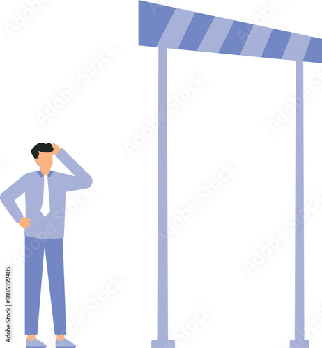 Business barrier and obstacle or difficulty, road block or career struggle, trouble or problem to be solved, prohibited or dead end concept

