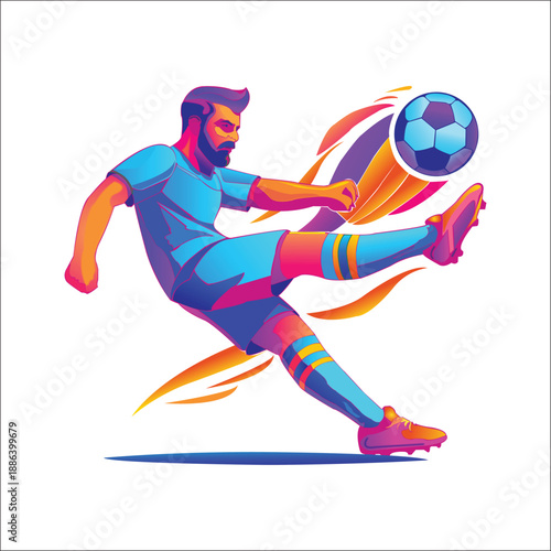 Soccer Player Kick Illustration – Vibrant Sports Action Vector
