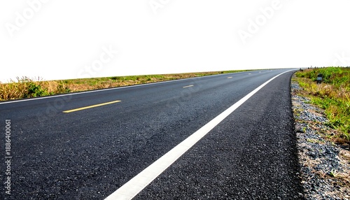 Empty Asphalt Road with White Lane Markings.
