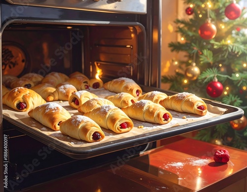 Wallpaper Mural Freshly Baked Croissants in Oven for Christmas Morning. Torontodigital.ca