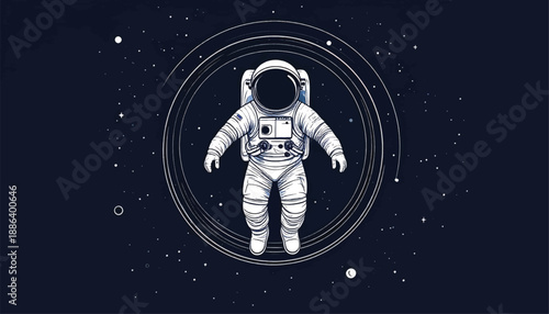 Astronaut in White Space Suit Floating.