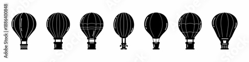 Hot air ballon icon vector collection. Set of hot air ballon icon vector designs. Stock vector.