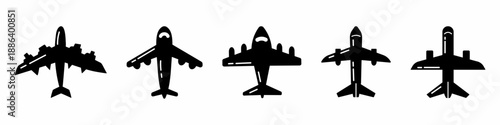 Airplane icon vector collection. Set of airplane icon vector designs. Stock vector.