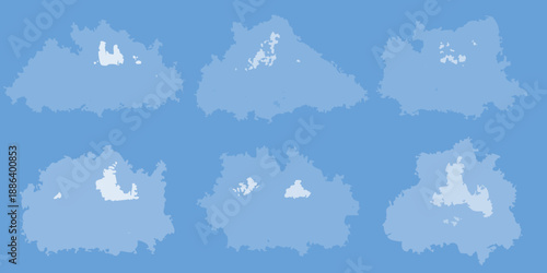 A collection of fluffy white clouds against a bright blue sky backdrop
