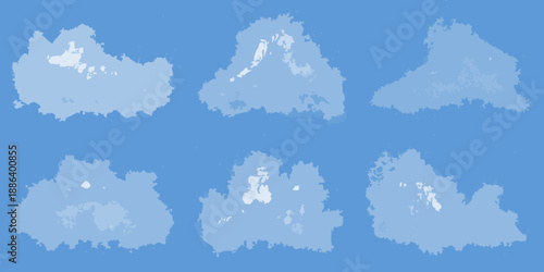 A collection of fluffy white clouds against a vibrant blue sky background