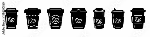 Coffee cup icon vector collection. Set of coffee cup icon vector designs. Stock vector.
