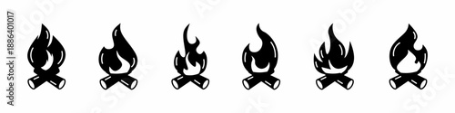 Bonfire icon vector collection. Set of bonfire icon vector designs. Stock vector.
