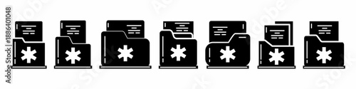 Medical folder icon vector collection. Set of medical folder icon vector designs. Stock vector.