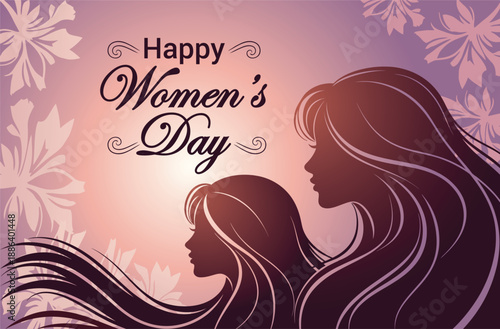 Happy women's day celebration with two silhouettes