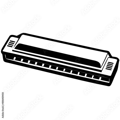harmonica minimalist line style icon silhouette illustration for music and blues design