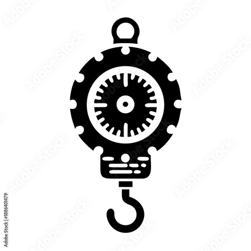 spring scale measuring weight icon silhouette illustration for measurement and industrial design