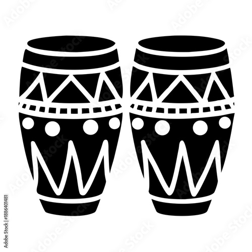 conga drums with african tribal motifs icon silhouette illustration for percussion music and cultural design