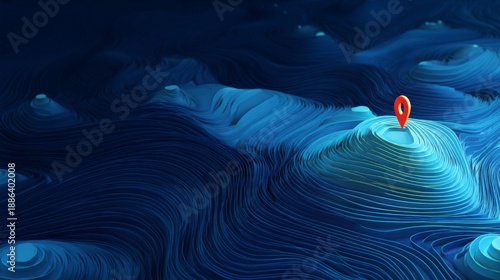  Abstract 3D Navigation Map with Colorful Location Pins in Soft Pastel Landscape