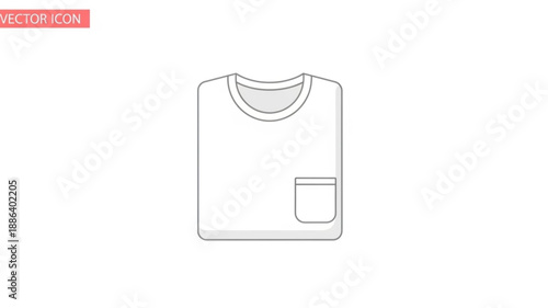 Simple White T-Shirt with Pocket Icon.