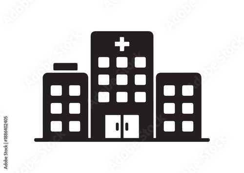Hospital Building Icon, Editable Solid Vector Illustration