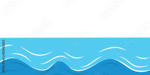 Blue ocean waves abstract vector background. Cartoon blue ocean splash waves background. Abstract blue watercolor waves illustration flowing sea or ocean water background, ocean wave.