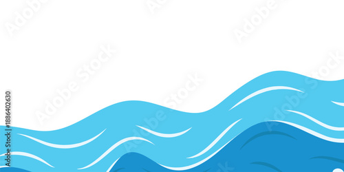 Blue ocean waves abstract vector background. Cartoon blue ocean splash waves background. Abstract blue watercolor waves illustration flowing sea or ocean water background, ocean wave.