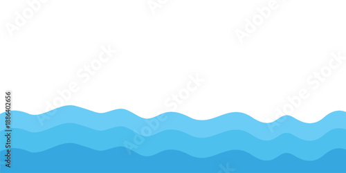 Blue ocean waves abstract vector background. Cartoon blue ocean splash waves background. Abstract blue watercolor waves illustration flowing sea or ocean water background, ocean wave.