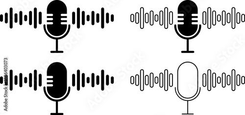 Microphone sound waves vector illustration