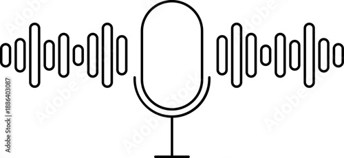 Microphone with sound waves illustration