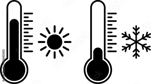 Weather icons with temperature and seasonal elements