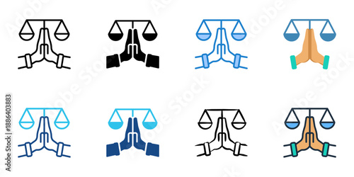 Plea Bargain icons set multiple style collection. Editable stroke 
