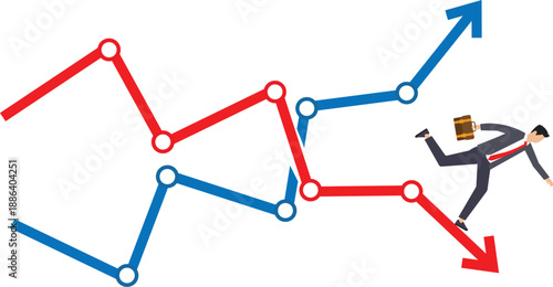 Business Recession and economic slow down or recession while inflation high up, GDP growth decrease causing by unemployment concept
