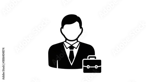 Business man icon with briefcase symbol representing professional career.