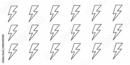 A black and white grid filled with repeated lightning bolt drawings