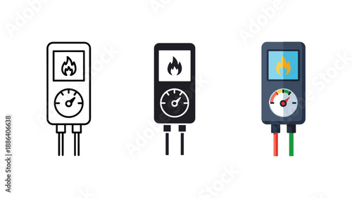 Set of Three Digital Multimeters with Different Readings