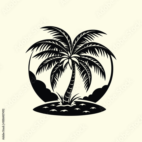 tropical coconut, palm tree summer clipart