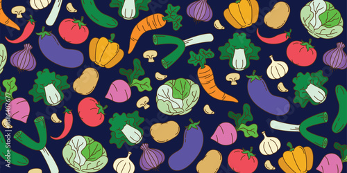 hand drawn vegetables doodle element vector background