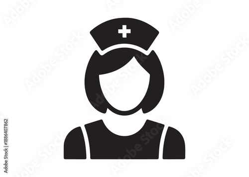 Nurse Icon, Editable Solid Vector Illustration