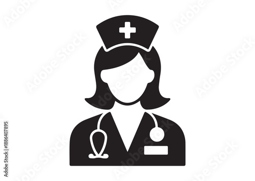 Nurse Icon, Editable Solid Vector Illustration
