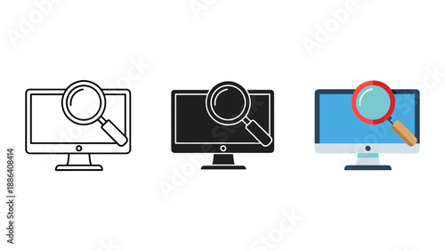 Computer Screen Magnifying Glass Icons