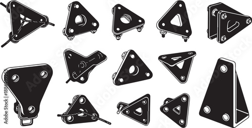 Collection of various metal bracket designs and shapes