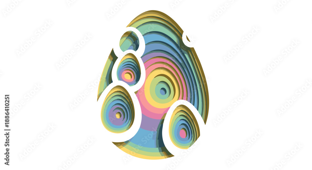 Obraz premium Colorful Quilled Paper Easter Egg Design with Abstract Swirls.