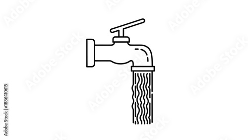 Water Faucet With Running Water Flow.