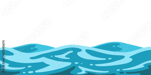 Blue ocean waves abstract vector background. Cartoon blue ocean splash waves background. Abstract blue watercolor waves illustration flowing sea or ocean water background, ocean wave.