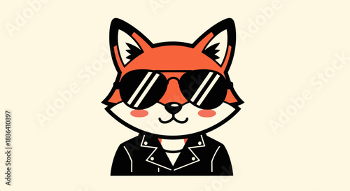 Cartoon fox wearing sunglasses illustration