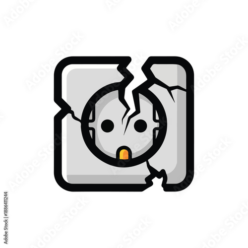 Cracked Camera Lens with Sad Face.