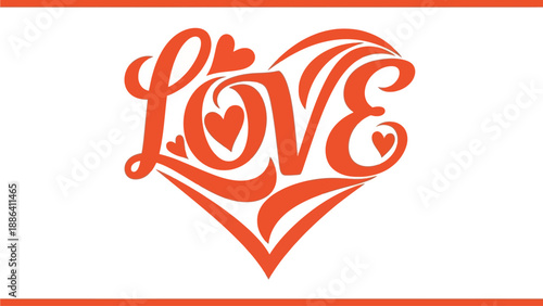 Heartfelt Illustration of Love in a Decorative Heart-Shaped Design