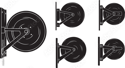 Black and white illustrations of adjustable wall mounted brackets