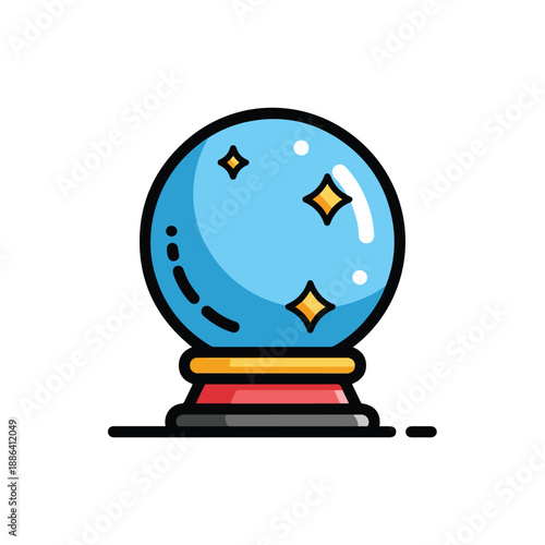 Crystal Ball on Stand with Stars.