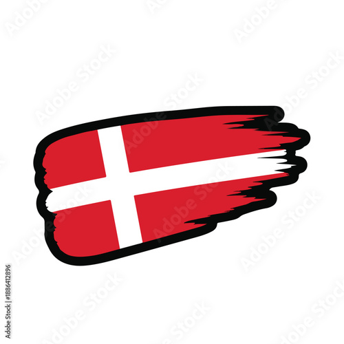 Danish Flag Brush Stroke Illustration Design.