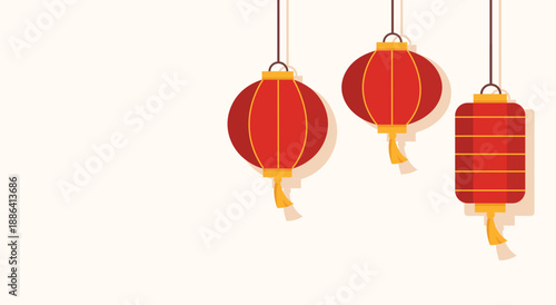 Red Chinese Lanterns Hanging Background